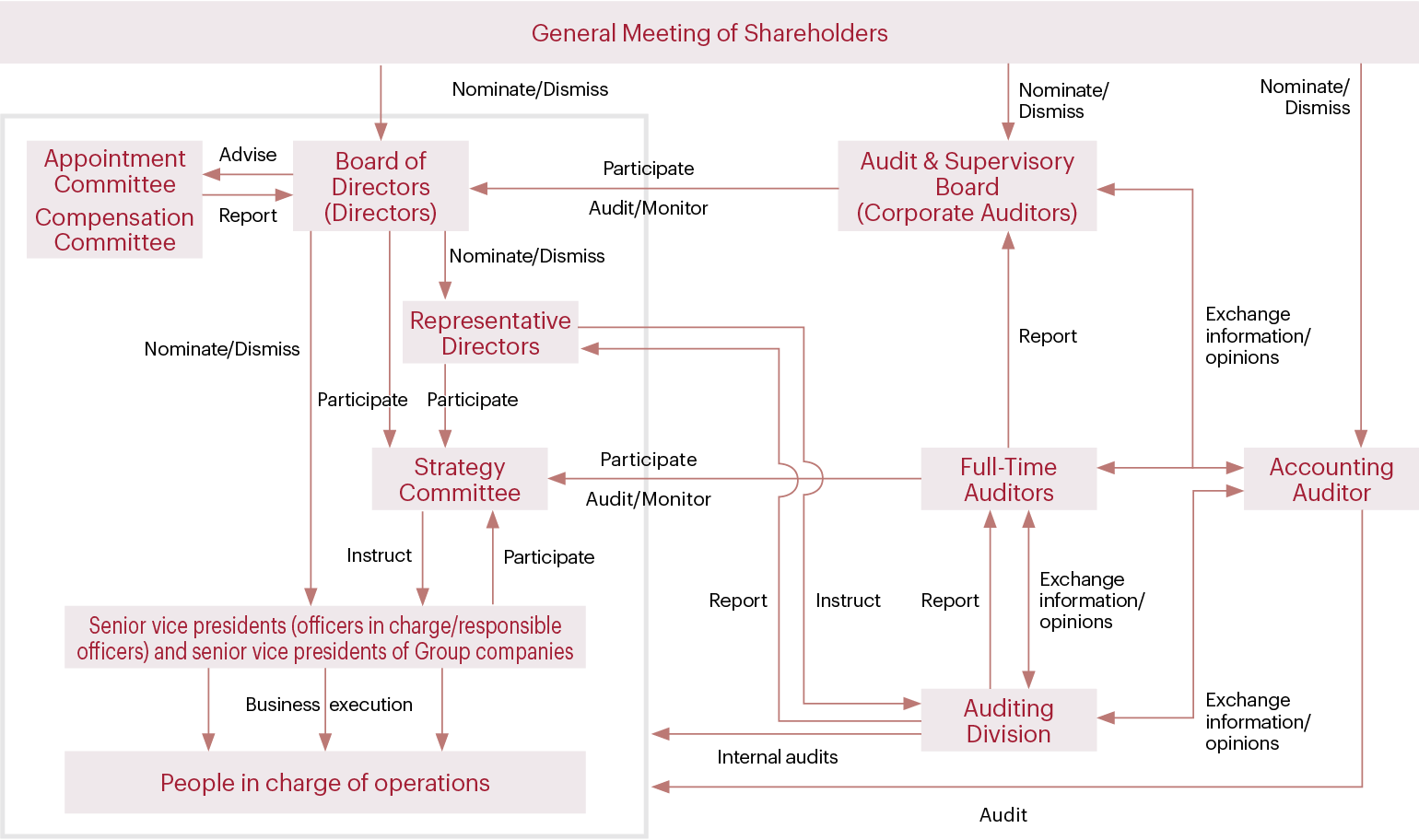Corporate governance structure flow