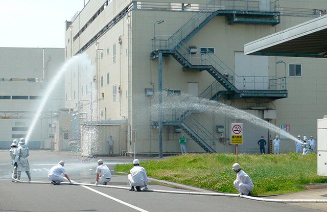 板倉工場での防火訓練