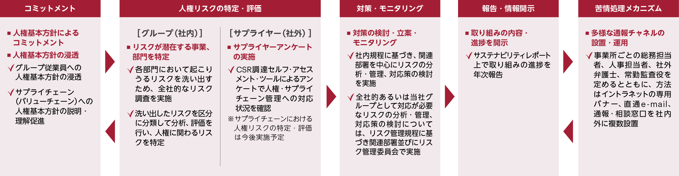 人権リスクへの対応プロセスの図